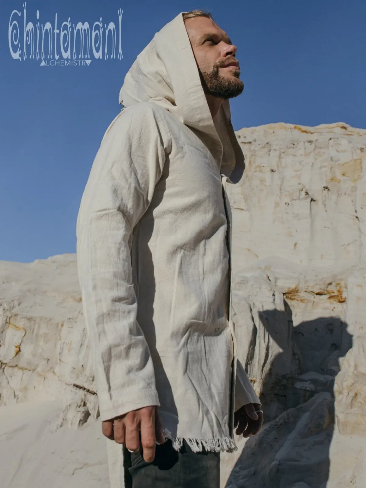 Chintamani Alchemistry Long Hooded Shirt / Light Gray^ Button Shirt