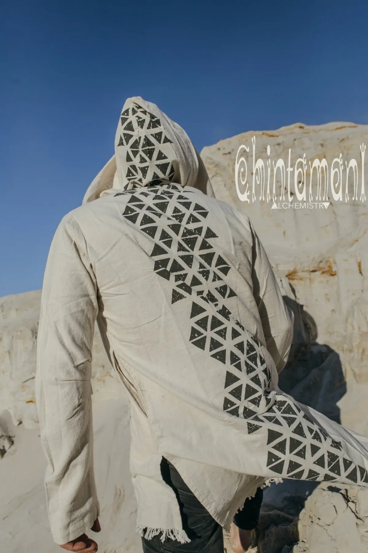 Chintamani Alchemistry Long Hooded Shirt / Light Gray^ Button Shirt
