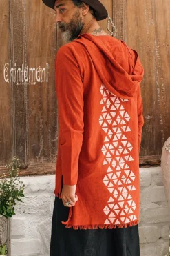 Chintamani Alchemistry Long Hooded Shirt / Red Ochre^ Button Shirt
