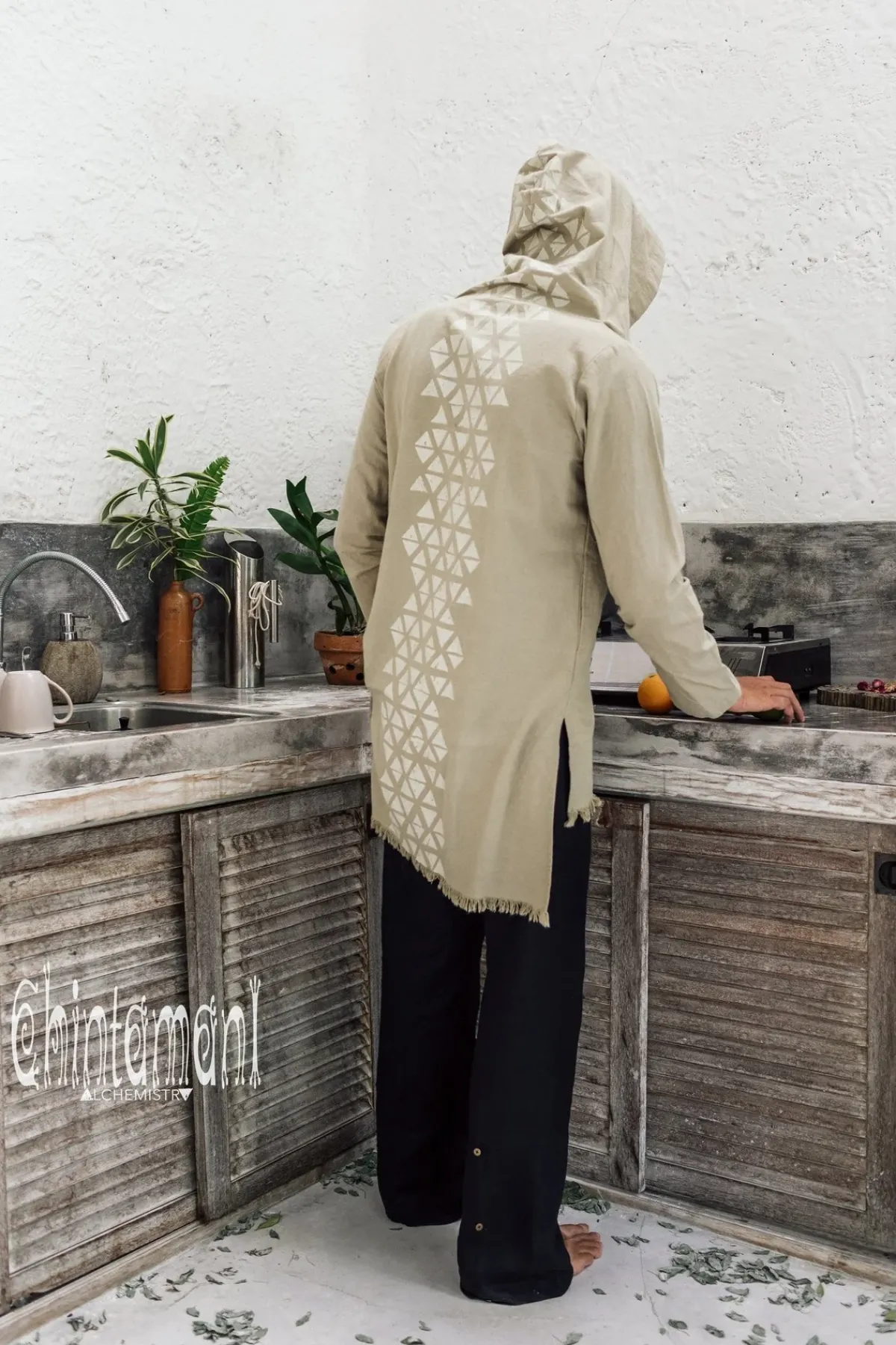 Chintamani Alchemistry Long Hooded Shirt / Sage^ Button Shirt