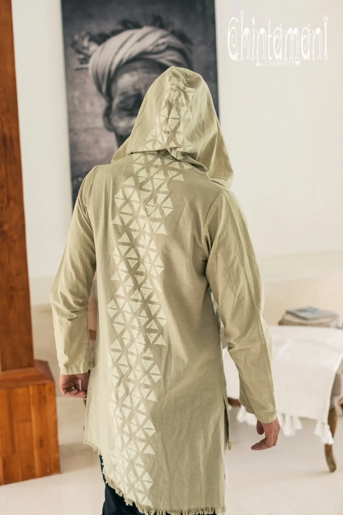 Chintamani Alchemistry Long Hooded Shirt / Sage^ Button Shirt