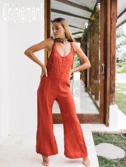 Chintamani Alchemistry Long Linen Jumpsuit / Red Ochre^ Jumpsuits