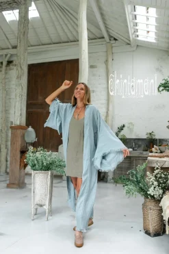 Chintamani Alchemistry Long Linen Kimono / Blue^ Kimono & Cover Up