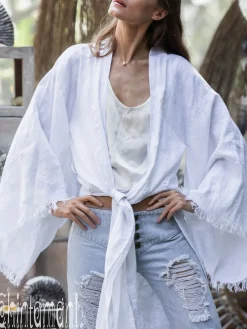 Chintamani Alchemistry Long Linen Kimono / White^ Kimono & Cover Up