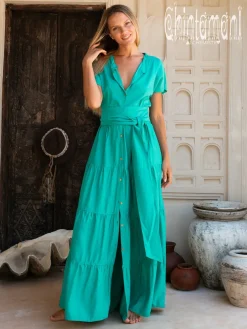 Chintamani Alchemistry Maxi Shirt Dress / Green^ Shirt Dress|Maxi Dress