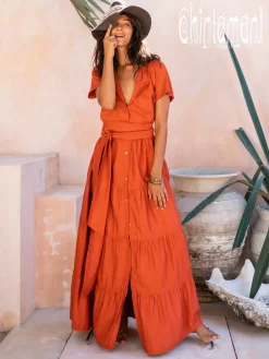 Chintamani Alchemistry Maxi Shirt Dress / Red Ochre^ Shirt Dress|Maxi Dress