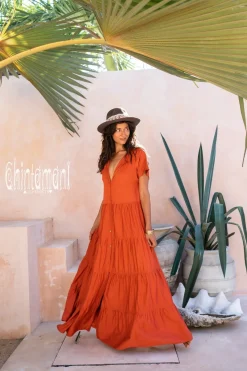 Chintamani Alchemistry Maxi Shirt Dress / Red Ochre^ Shirt Dress|Maxi Dress