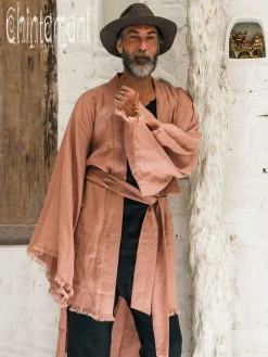 Chintamani Alchemistry Men's Linen Kimono / Dusty Pink^ Kimono & Coat