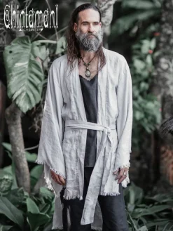 Chintamani Alchemistry Men's Linen Kimono / Grey^ Kimono & Coat