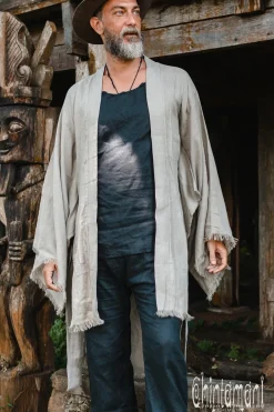 Chintamani Alchemistry Men's Linen Kimono / Sage Green^ Kimono & Coat