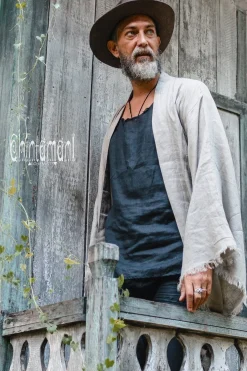 Chintamani Alchemistry Men's Linen Kimono / Sage Green^ Kimono & Coat