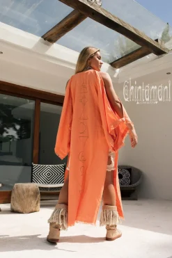 Chintamani Alchemistry Organic Cotton Cardigan / Coral^ Kimono & Cover Up