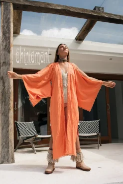 Chintamani Alchemistry Organic Cotton Cardigan / Coral^ Kimono & Cover Up