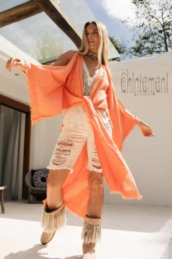 Chintamani Alchemistry Organic Cotton Cardigan / Coral^ Kimono & Cover Up