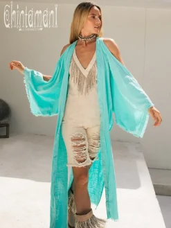 Chintamani Alchemistry Organic Cotton Cardigan / Turquoise^ Kimono & Cover Up