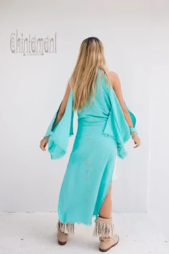 Chintamani Alchemistry Organic Cotton Cardigan / Turquoise^ Kimono & Cover Up
