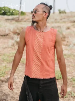 Chintamani Alchemistry Organic Long Top / Salmon Red^ Tops & T-shirt