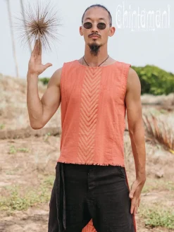 Chintamani Alchemistry Organic Long Top / Salmon Red^ Tops & T-shirt