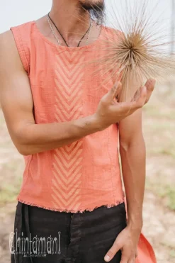 Chintamani Alchemistry Organic Long Top / Salmon Red^ Tops & T-shirt