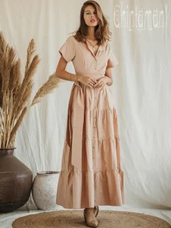Chintamani Alchemistry Organic Maxi Dress / Cream^ Shirt Dress|Maxi Dress