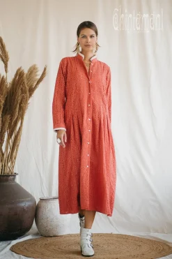 Chintamani Alchemistry Organic Midi Dress / Coral Rose^ Shirt Dress|Mini & Midi Dress
