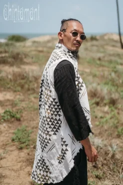 Chintamani Alchemistry Organic Vest Jacket / Black & White^ Button Shirt|Tops & T-shirt