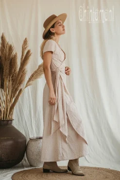 Chintamani Alchemistry Organic Wrap Dress / Beige^ Wrap Dress|Maxi Dress