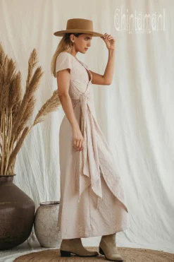Chintamani Alchemistry Organic Wrap Dress / Beige^ Wrap Dress|Maxi Dress