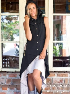 Chintamani Alchemistry Сotton Boho Vest/ Black^ Jackets & Coats