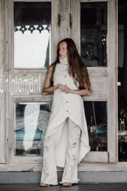 Chintamani Alchemistry Сotton Boho Vest / Off White^ Jackets & Coats