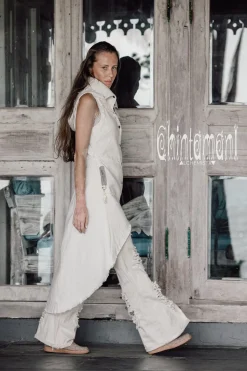 Chintamani Alchemistry Сotton Boho Vest / Off White^ Jackets & Coats