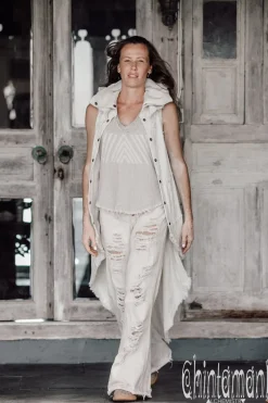 Chintamani Alchemistry Сotton Boho Vest / Off White^ Jackets & Coats