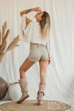 Chintamani Alchemistry Poncho Crop Top / Off White^ T-shirt & Tunic