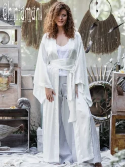 Chintamani Alchemistry Pure Silk Kimono / White^ Silk Clothes|Kimono & Cover Up