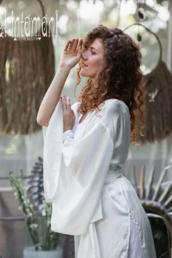 Chintamani Alchemistry Pure Silk Kimono / White^ Silk Clothes|Kimono & Cover Up