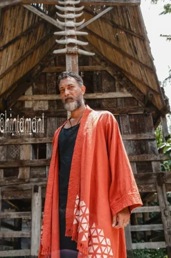 Chintamani Alchemistry Raw Cotton Cloak / Red Ochre^ Kimono & Coat