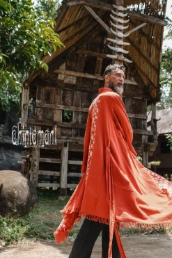Chintamani Alchemistry Raw Cotton Cloak / Red Ochre^ Kimono & Coat