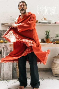 Chintamani Alchemistry Raw Cotton Cloak / Red Ochre^ Kimono & Coat
