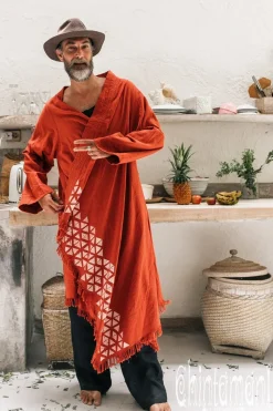 Chintamani Alchemistry Raw Cotton Cloak / Red Ochre^ Kimono & Coat