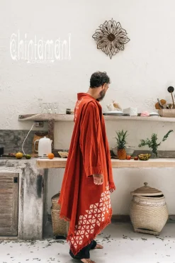 Chintamani Alchemistry Raw Cotton Cloak / Red Ochre^ Kimono & Coat