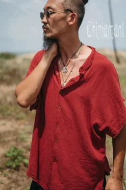 Chintamani Alchemistry Raw Cotton Shirt / Red Ochre^ Button Shirt