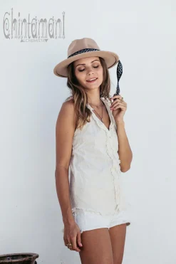 Chintamani Alchemistry Raw Cotton V Top / Off White^ Tank Top
