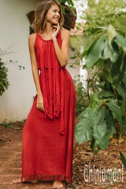 Chintamani Alchemistry Rope Collar Dress / Red Ochre^ Maxi Dress