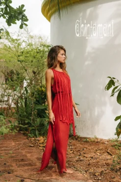 Chintamani Alchemistry Rope Collar Dress / Red Ochre^ Maxi Dress