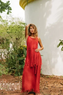 Chintamani Alchemistry Rope Collar Dress / Red Ochre^ Maxi Dress