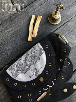 Chintamani Alchemistry Shipibo Waist Belt Bag / Black^ Canvas Hip Bags