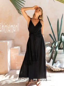 Chintamani Alchemistry Sleeveless Raw Wrap Dress / Black^ Wrap Dress