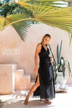 Chintamani Alchemistry Sleeveless Raw Wrap Dress / Black^ Wrap Dress