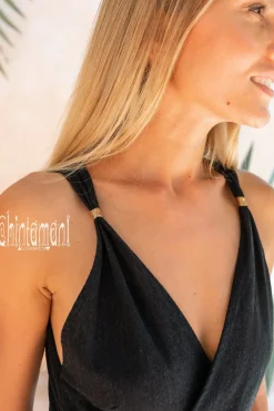 Chintamani Alchemistry Sleeveless Raw Wrap Dress / Black^ Wrap Dress