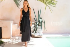 Chintamani Alchemistry Sleeveless Raw Wrap Dress / Black^ Wrap Dress